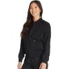 Dickies Women Scrub Jacket Zip Front Warm-Up Rib Knit Collar with 2 Welt Pocket DK365(Black)