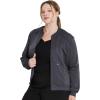 Dickies Women Scrub Jacket Zip Front Warm-Up Rib Knit Collar with 2 Welt Pocket DK365(Pewter)