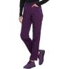 Dickies Women Scrub Pull-on Pant Mid Rise Tapered Leg Bottoms with 6 Pockets & Rib-Knit Waistband DK135(Eggplant)