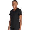 Dickies Women Scrub Top V-Neck with with Rib Knit Panels 2 Pockets and Bungee Loop DK870(Black)