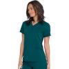 Dickies Women Scrub Top V-Neck with with Rib Knit Panels 2 Pockets and Bungee Loop DK870(Caribbean Blue)