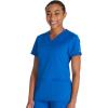 Dickies Women Scrub Top V-Neck with with Rib Knit Panels 2 Pockets and Bungee Loop DK870(Royal)
