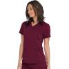 Dickies Women Scrub Top V-Neck with with Rib Knit Panels 2 Pockets and Bungee Loop DK870(Wine)