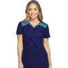 Dickies Dynamix Womens Tops, Athletic-Inspired Mélange V-Neck Scrub Top with Four-Way Stretch and Moisture Wicking DK740(Navy)