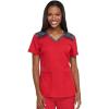 Dickies Dynamix Womens Tops, Athletic-Inspired Mélange V-Neck Scrub Top with Four-Way Stretch and Moisture Wicking DK740(Red)