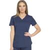 Dickies Dynamix Womens Tops, Athletic-Inspired V-Neck Scrub Top with Four-Way Stretch and Moisture Wicking DK730(Navy)