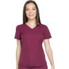 Dickies Dynamix Womens Tops, Athletic-Inspired V-Neck Scrub Top with Four-Way Stretch and Moisture Wicking DK730(Wine)