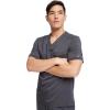 Dickies Scrub Top for Men with Zip Chest Pocket, Rib Knit, I.D. Badge at, 2-Way Stretch Durable & Breathable Fabric – DK865(Pewter)