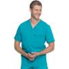Dickies Scrub Top for Men with Zip Chest Pocket, Rib Knit, I.D. Badge at, 2-Way Stretch Durable & Breathable Fabric – DK865(Teal Blue)