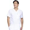Dickies Scrub Top for Men with Zip Chest Pocket, Rib Knit, I.D. Badge at, 2-Way Stretch Durable & Breathable Fabric – DK865(White)