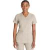 Dickies V-Neck Scrub Top with 5 Pockets Shirttail Hem and Bi-Stretch Technology DK875(Heather Blonde Wood)