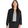 Dickies Women Scrub Jacket Zip Front Warm-Up Rib Knit Collar with 2 Welt Pocket DK365(Black)
