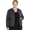 Dickies Women Scrub Jacket Zip Front Warm-Up Rib Knit Collar with 2 Welt Pocket DK365(Pewter)