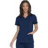 Dickies Women Scrub Top V-Neck with with Rib Knit Panels 2 Pockets and Bungee Loop DK870(Navy)