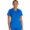 Dickies Women Scrub Top V-Neck with with Rib Knit Panels 2 Pockets and Bungee Loop DK870(Royal)
