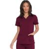 Dickies Women Scrub Top V-Neck with with Rib Knit Panels 2 Pockets and Bungee Loop DK870(Wine)
