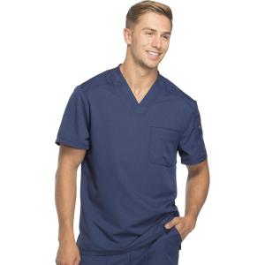 Dickies Dynamix Scrubs for Men Athletic-Inspired V-Neck Chest Pocket Scrub Top with Four-Way Stretch & Moisture Wicking DK610(Navy)