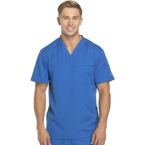 Dickies Dynamix Scrubs for Men Athletic-Inspired V-Neck Chest Pocket Scrub Top with Four-Way Stretch & Moisture Wicking DK610(Royal)