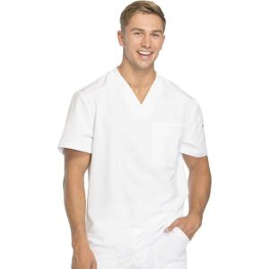 Dickies Dynamix Scrubs for Men Athletic-Inspired V-Neck Chest Pocket Scrub Top with Four-Way Stretch & Moisture Wicking DK610(White)