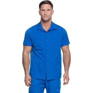 Dickies Dynamix Scrubs for Men, Button Front Collar Shirt with Four-Way Stretch and Moisture Wicking DK820(Royal)