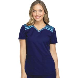 Dickies Dynamix Womens Tops, Athletic-Inspired Mélange V-Neck Scrub Top with Four-Way Stretch and Moisture Wicking DK740(Navy)