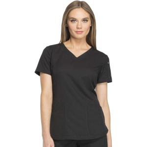 Dickies Dynamix Womens Tops, Athletic-Inspired V-Neck Scrub Top with Four-Way Stretch and Moisture Wicking DK730(Black)