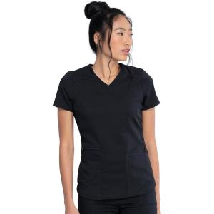 Dickies V-Neck Scrub Top with 5 Pockets Shirttail Hem and Bi-Stretch Technology DK875(Black)