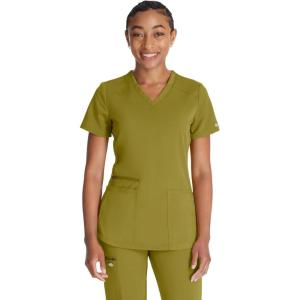 Dickies V-Neck Scrub Top with 5 Pockets Shirttail Hem and Bi-Stretch Technology DK875(Bronze Mist)