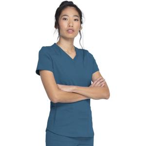 Dickies V-Neck Scrub Top with 5 Pockets Shirttail Hem and Bi-Stretch Technology DK875(Caribbean Blue)