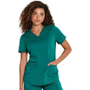 Dickies V-Neck Scrub Top with 5 Pockets Shirttail Hem and Bi-Stretch Technology DK875(Hunter Green)