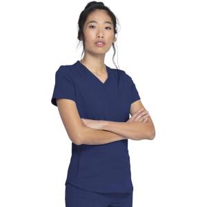 Dickies V-Neck Scrub Top with 5 Pockets Shirttail Hem and Bi-Stretch Technology DK875(Navy)