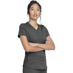 Dickies V-Neck Scrub Top with 5 Pockets Shirttail Hem and Bi-Stretch Technology DK875(Pewter)