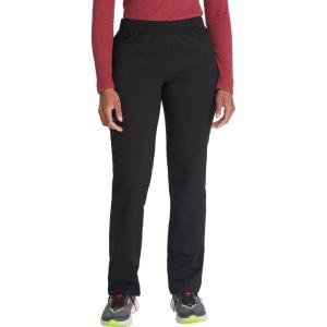 Dickies Women Scrub Pull-on Pant Mid Rise Tapered Leg Bottoms with 6 Pockets & Rib-Knit Waistband DK135(Black)
