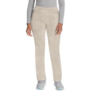 Dickies Women Scrub Pull-on Pant Mid Rise Tapered Leg Bottoms with 6 Pockets & Rib-Knit Waistband DK135(Heather Blonde Wood)