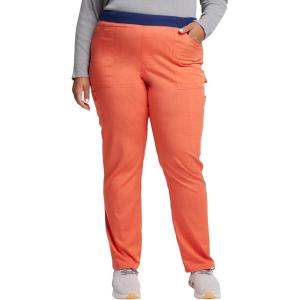 Dickies Women Scrub Pull-on Pant Mid Rise Tapered Leg Bottoms with 6 Pockets & Rib-Knit Waistband DK135(Heather Mystic Peach)