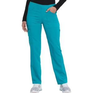 Dickies Women Scrub Pull-on Pant Mid Rise Tapered Leg Bottoms with 6 Pockets & Rib-Knit Waistband DK135(Teal Blue)
