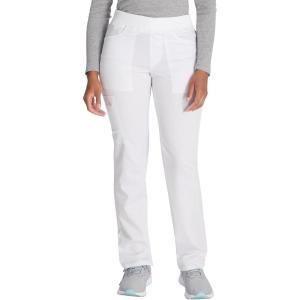 Dickies Women Scrub Pull-on Pant Mid Rise Tapered Leg Bottoms with 6 Pockets & Rib-Knit Waistband DK135(White)