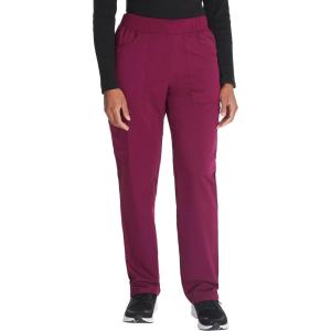 Dickies Women Scrub Pull-on Pant Mid Rise Tapered Leg Bottoms with 6 Pockets & Rib-Knit Waistband DK135(Wine)