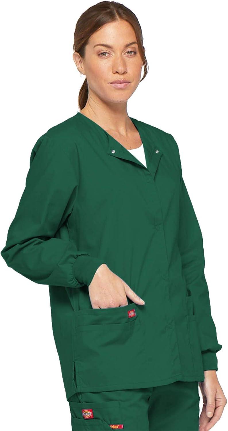 image:imageDickies EDS Signature Scrubs for Women Snap Front Scrub Jacket in Soft Brushed Poplin 86306Hunter