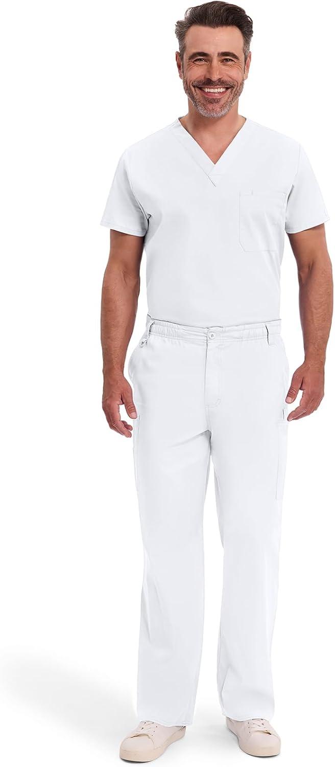 image:imageDickies Mens PullOn Pant with 7 Pockets Elastic Waistband with Button Closure 81006White