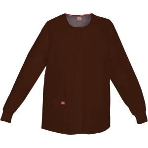 Dickies EDS Signature Scrubs for Women, Snap Front Scrub Jacket in Soft Brushed Poplin 86306(Chocolate)