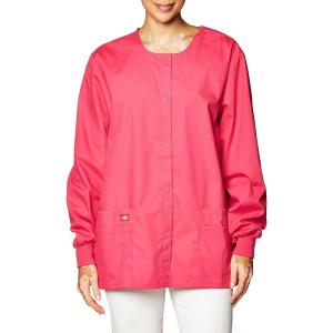 Dickies EDS Signature Scrubs for Women, Snap Front Scrub Jacket in Soft Brushed Poplin 86306(Shocking Pink)