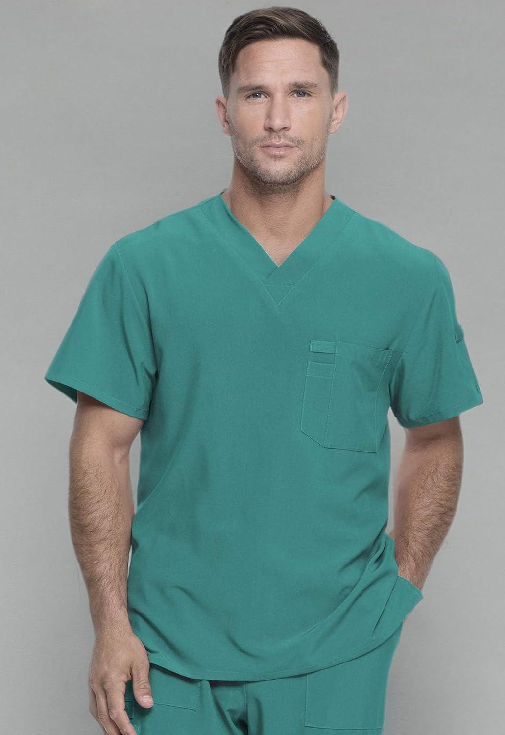 image:imageDickies EDS Essentials Men Scrubs Top Tuckable VNeck DK635Teal Blue