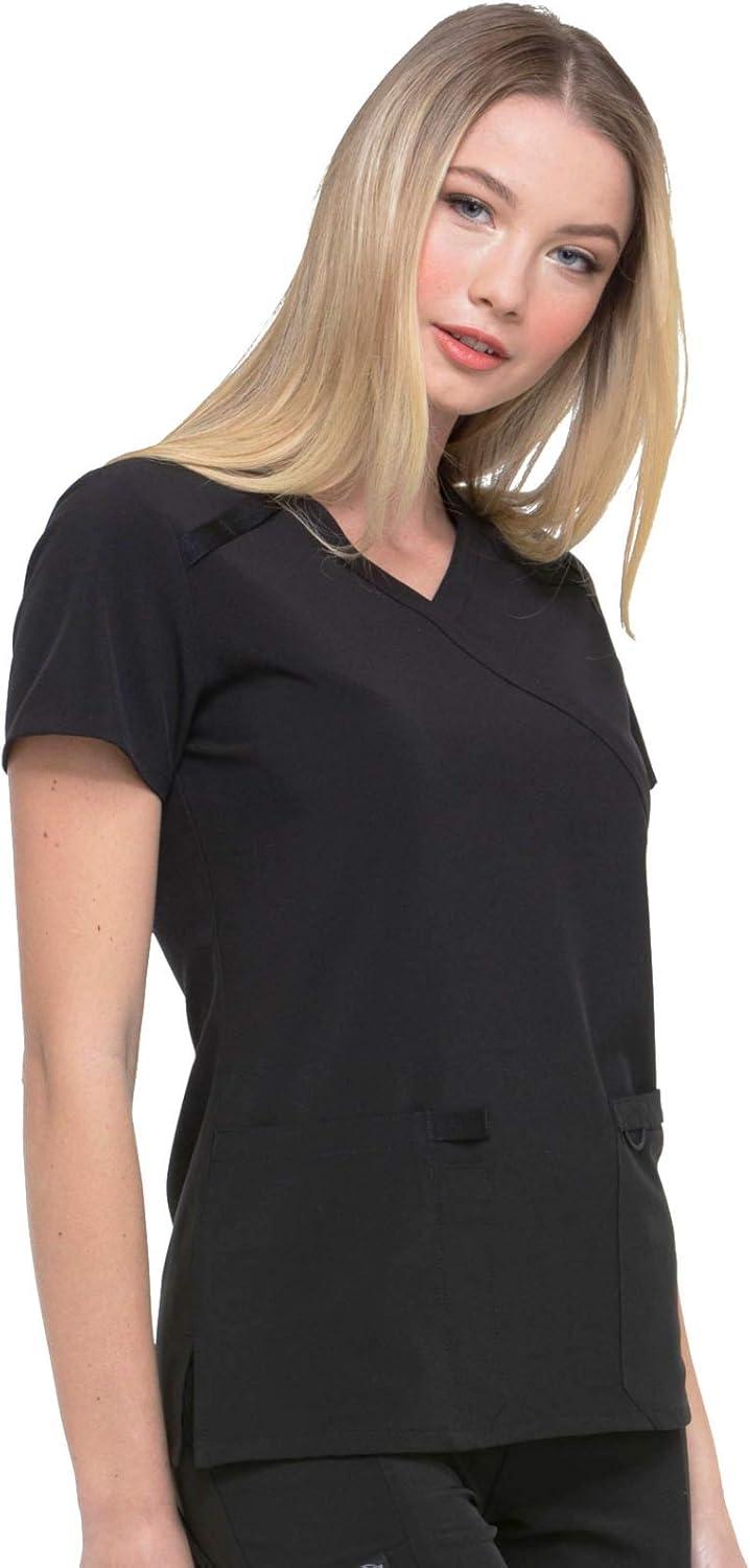 image:imageDickies EDS Essentials Mock Wrap Top Scrubs for Women with FourWay Stretch and Moisture Wicking DK625Black