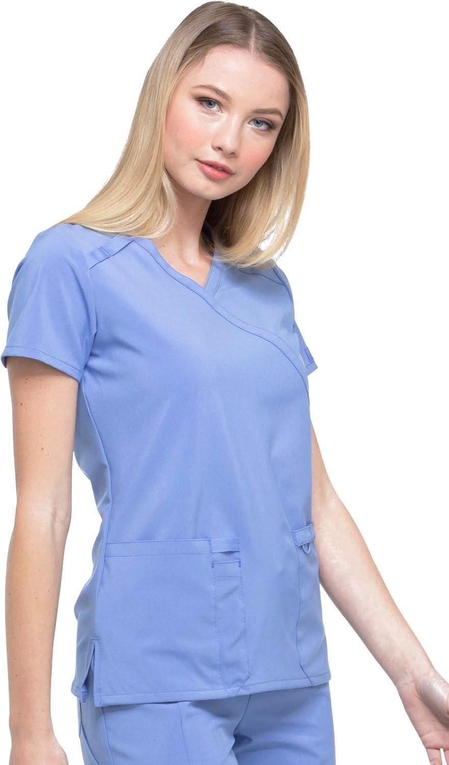 image:imageDickies EDS Essentials Mock Wrap Top Scrubs for Women with FourWay Stretch and Moisture Wicking DK625Ciel