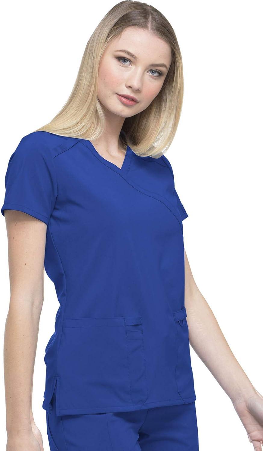 image:imageDickies EDS Essentials Mock Wrap Top Scrubs for Women with FourWay Stretch and Moisture Wicking DK625Galaxy Blue