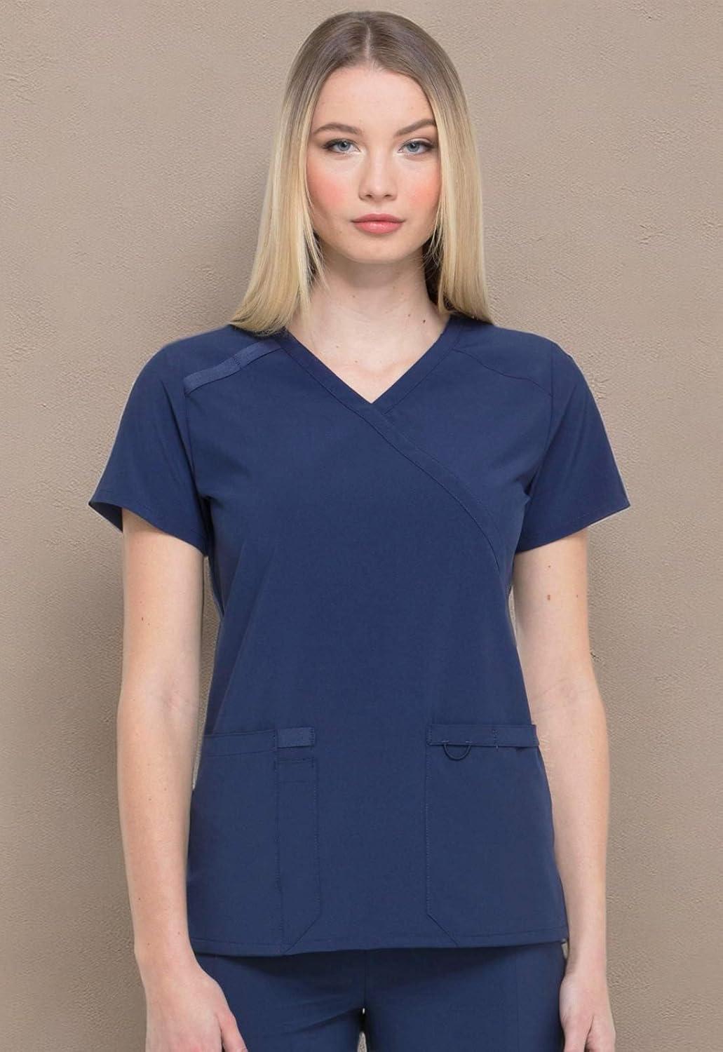 image:imageDickies EDS Essentials Mock Wrap Top Scrubs for Women with FourWay Stretch and Moisture Wicking DK625Navy