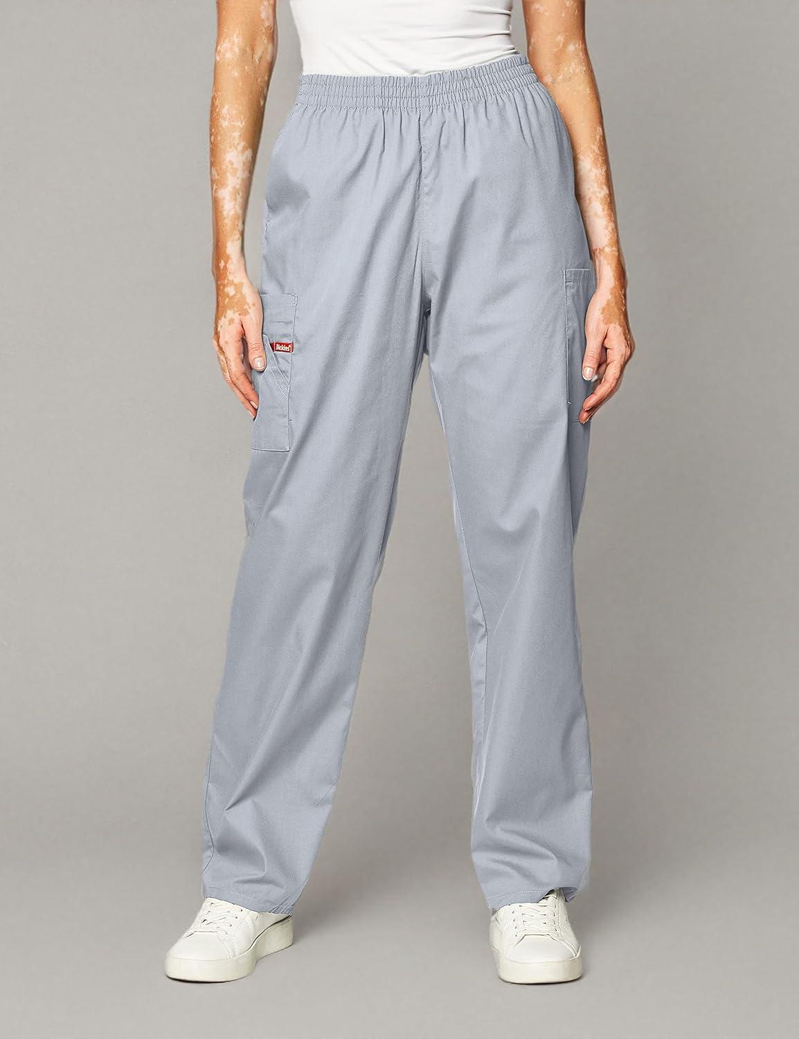 image:imageDickies EDS Signature Scrubs for Women Elastic Waist PullOn Cargo Pants for Women in Soft Brushed Poplin 86106Grey