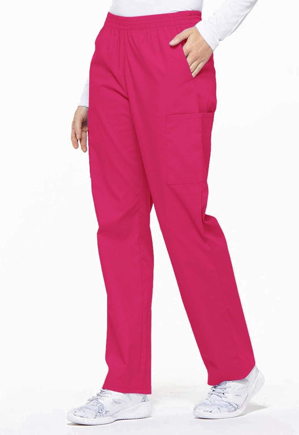 image:imageDickies EDS Signature Scrubs for Women Elastic Waist PullOn Cargo Pants for Women in Soft Brushed Poplin 86106Hot Pink
