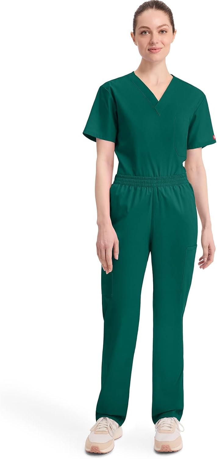 image:imageDickies EDS Signature Scrubs for Women Elastic Waist PullOn Cargo Pants for Women in Soft Brushed Poplin 86106Hunter